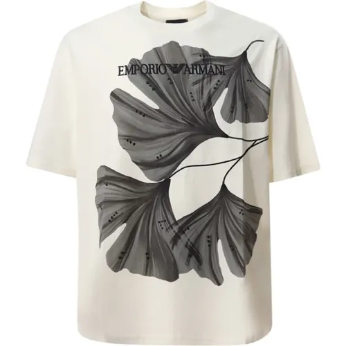 Blumenmuster Crew-neck T-Shirt - Emporio Armani - Modalova