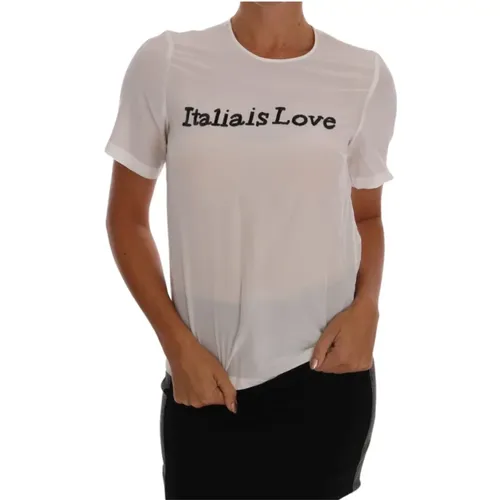 Pailletten 'Italia Is Love' Weiße Bluse - Dolce & Gabbana - Modalova