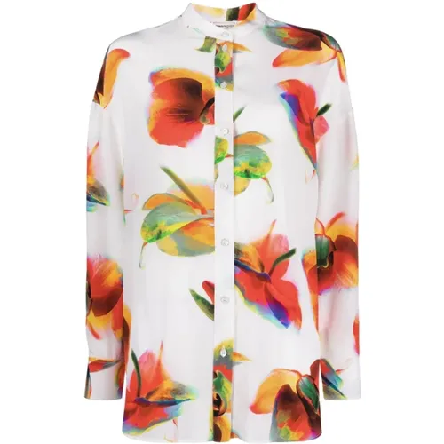 Floral Print Silk Shirt , female, Sizes: M - alexander mcqueen - Modalova