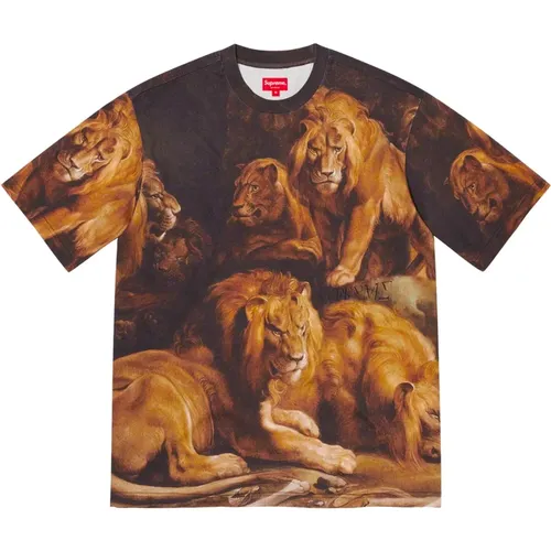 Löwenhöhle Grafik T-Shirt , Herren, Größe: S - Supreme - Modalova
