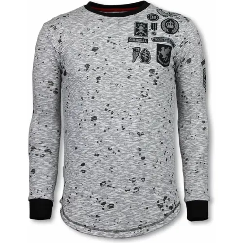 Longfit Guerrilla Patches - Men Sweaters - Lf-104/2G , male, Sizes: M, L, 2XL, XL, S - Local Fanatic - Modalova