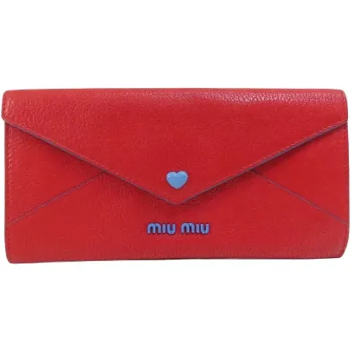 Pre-owned Leather wallets , female, Sizes: ONE SIZE - Miu Miu Pre-owned - Modalova