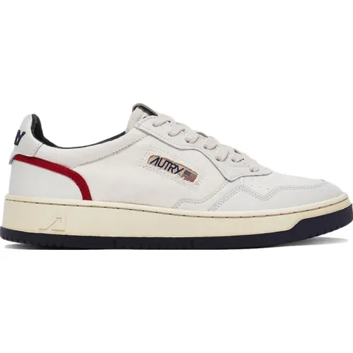 Open Low Leather Sneaker - Cotton and Leather , male, Sizes: 9 UK - Autry - Modalova