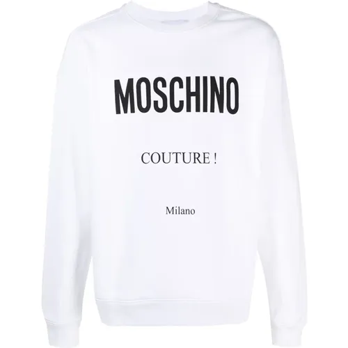 Weißer Sweatshirt mit Logo-Print , Herren, Größe: 2XL - Moschino - Modalova