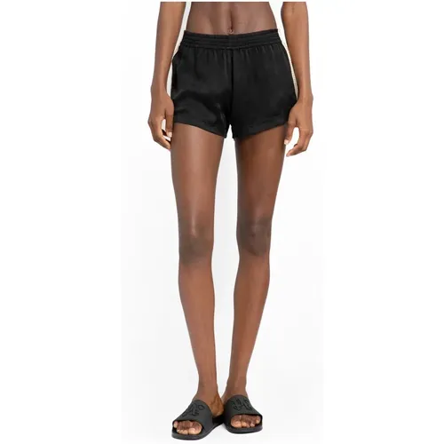 Schwarze Sporty Chic Shorts mit Beinstreifen , Damen, Größe: M - Palm Angels - Modalova