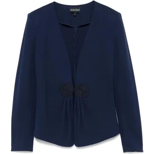 Blazer mit Frontverschluss V-Ausschnitt , Damen, Größe: XS - Emporio Armani - Modalova