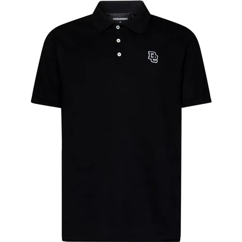 Schwarzes Slim-Fit Poloshirt mit Logo - Dsquared2 - Modalova