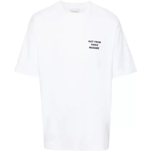Slogan-Print Weißes T-Shirt , Herren, Größe: XS - Drole de Monsieur - Modalova