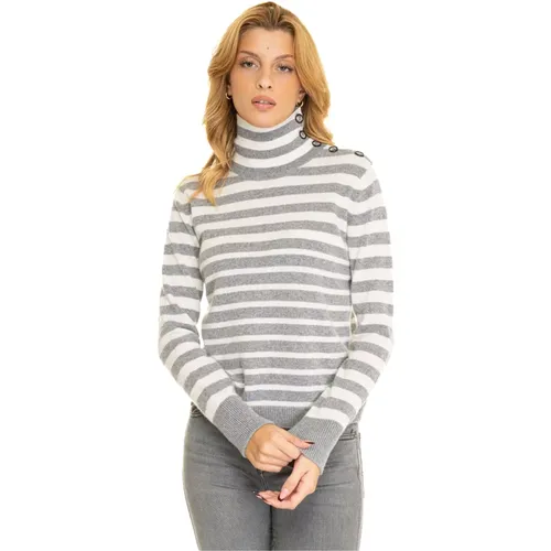 Gestreifter Cashmere Matrosenkragen Pullover , Damen, Größe: XL - Vanisé - Modalova