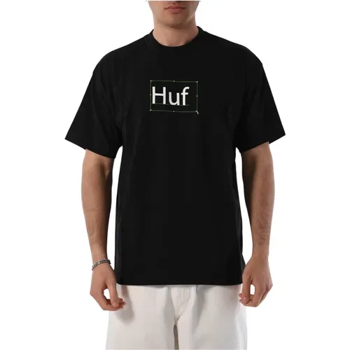Cotton T-shirt with front and back print , male, Sizes: S, XL, M, 2XL, L - HUF - Modalova