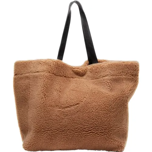 Faux Fur Handbag Sand Shopping Bag , female, Sizes: ONE SIZE - Stand Studio - Modalova