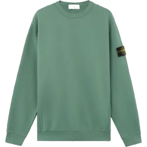 Ribbed Crewneck Brushed Cotton Fleece Sweater , male, Sizes: L - Stone Island - Modalova