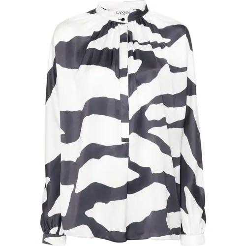 Graphic-Print Blouse with Japanese Ink , female, Sizes: XS, S - Lanvin - Modalova