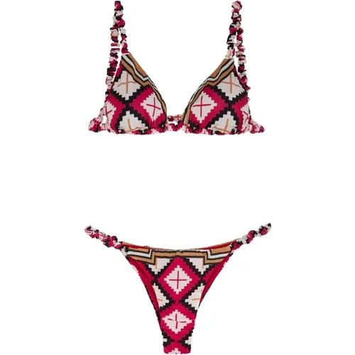 Bedrucktes Dreieck Bikini Set , Damen, Größe: L - Me-Fui - Modalova