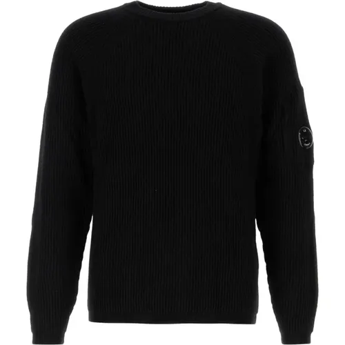 Stylischer Schwarzer Wollpullover,Lambswool Crew Neck Strickpullover - C.P. Company - Modalova