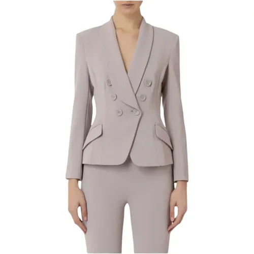 Pearl Blazer Gi072 Fabric Button Closure , female, Sizes: L - Elisabetta Franchi - Modalova