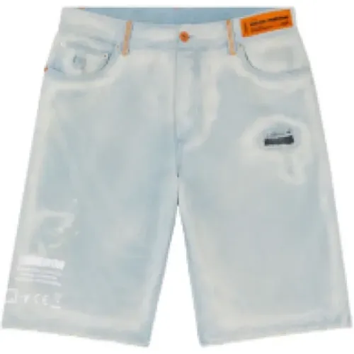 Hammer Denim Shorts - Größe 31, Mittelgrau/Weiß , Herren, Größe: W30 - Heron Preston - Modalova