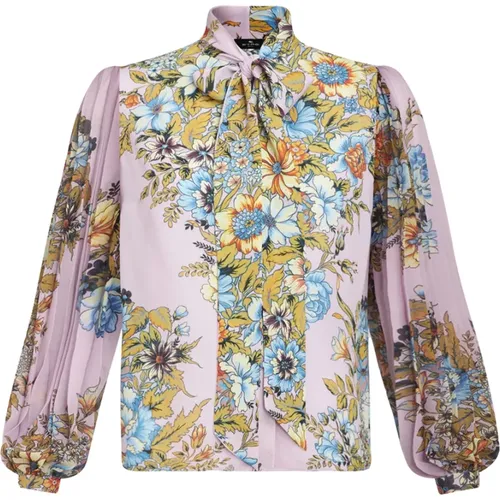 Silk Pink Bouquet Print Shirt , female, Sizes: S, M, 2XS, XS - ETRO - Modalova