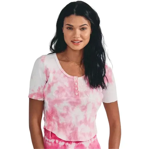 Tie Dye Heart Button T-shirt - LOVESHACKFANCY - Modalova