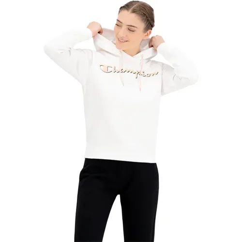 Kapuzenpullover mit minimalistischem Design und doppeltem Logo , Damen, Größe: M - Champion - Modalova