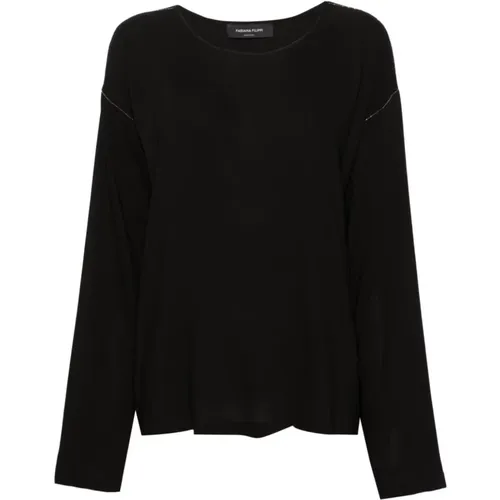 Beaded Trim Sweater , female, Sizes: S, L, M, XS - Fabiana Filippi - Modalova