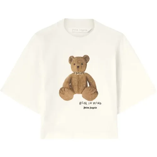 Bear Motif Slogan Print T-shirts , female, Sizes: M, L, S - Palm Angels - Modalova