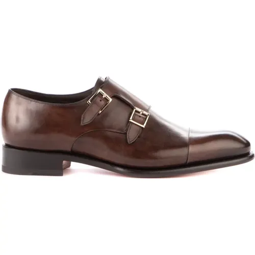 Dark Double Monks Business Shoes , male, Sizes: 7 UK, 8 UK - Santoni - Modalova