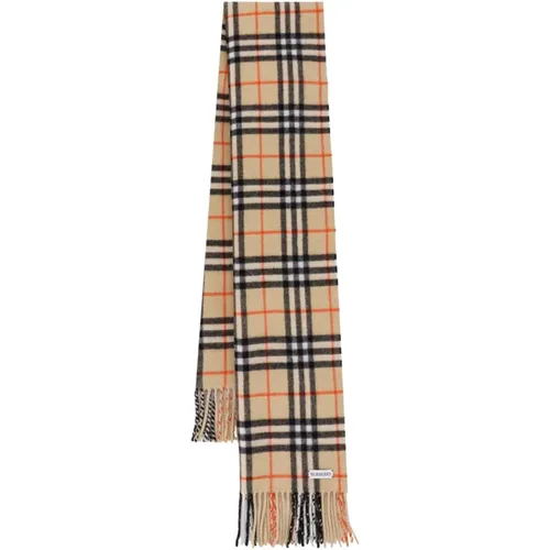 Cashmere Scarf with Frayed Profiles , female, Sizes: ONE SIZE - Burberry - Modalova