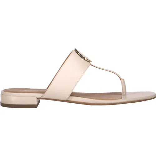 Leder-Zehensandalen mit Metallplakette - Emporio Armani - Modalova