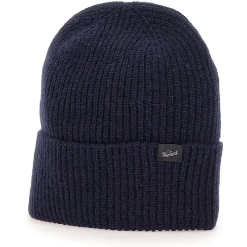 Blaue Wollmütze Beanie , Herren, Größe: L - Woolrich - Modalova