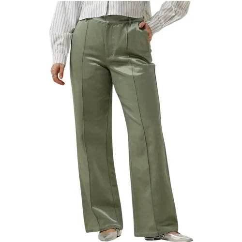 Grüne Satin Pintuck Low Pants - Colourful Rebel - Modalova