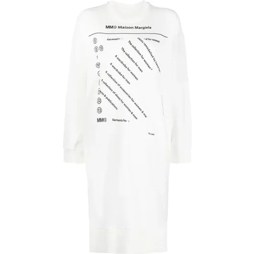 Casual Weiße Baumwoll Midi Kleid , Damen, Größe: S - MM6 Maison Margiela - Modalova