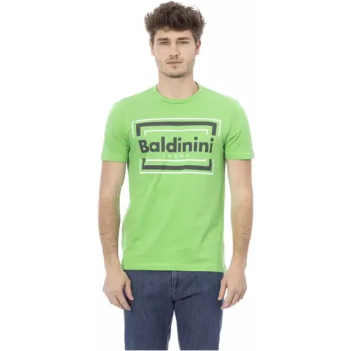 Grünes Baumwoll-Trend-T-Shirt , Herren, Größe: 2XL - Baldinini - Modalova
