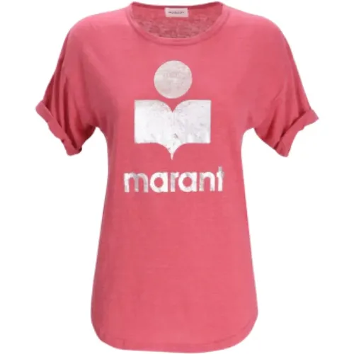 Umweltfreundliches Leinen-T-Shirt mit Logo , Damen, Größe: S - Isabel marant - Modalova