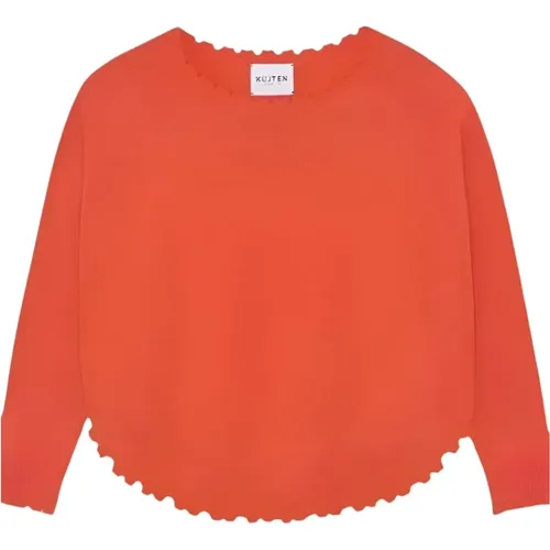 Kaschmirpullover Orange Rot Fransig , Damen, Größe: M - KUJTEN - Modalova