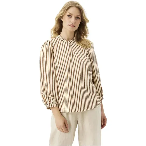 Gestreifte Madeline Bluse Creme , Damen, Größe: M - IN FRONT - Modalova