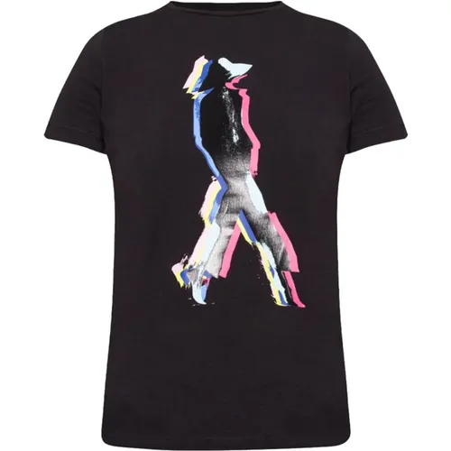 Kurzarm-Baumwoll-T-Shirt mit Multicolor-Print - Emporio Armani - Modalova