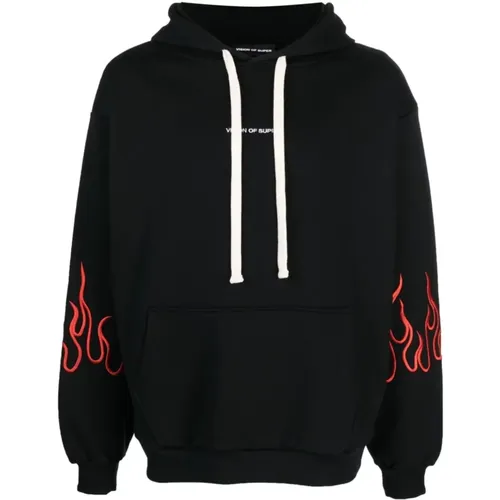 Red F Embroidered Hoodie , male, Sizes: M, 2XL, XL, L - Vision OF Super - Modalova