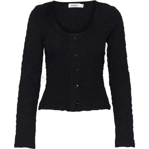 Feminine Schwarze Strickjacke , Damen, Größe: XS - Soaked in Luxury - Modalova