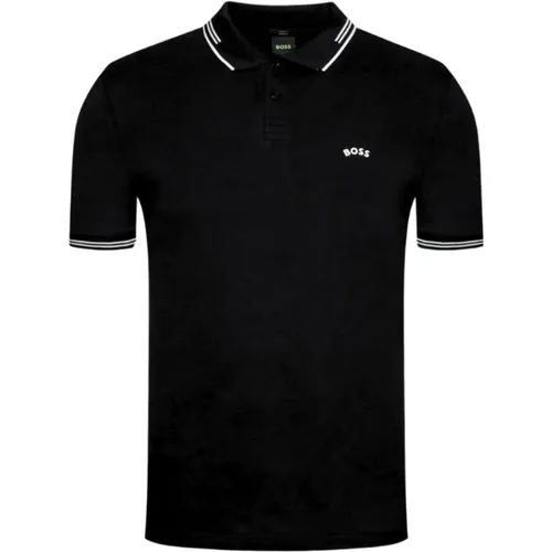 Gebogenes Polo-Shirt , Herren, Größe: M - Hugo Boss - Modalova