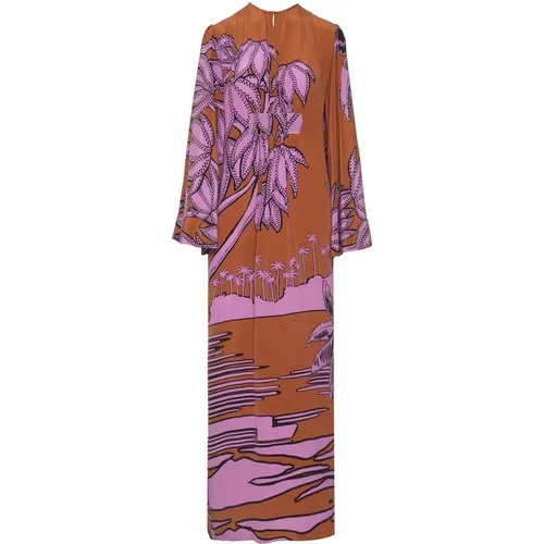 Silk Rust/Fuchsia Tunic Maxi Dress , female, Sizes: 3XL - Johanna Ortiz - Modalova