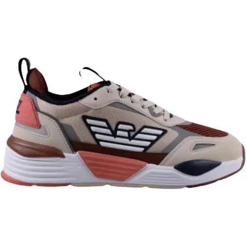 Beige Logo Patched Sneakers - Emporio Armani EA7 - Modalova