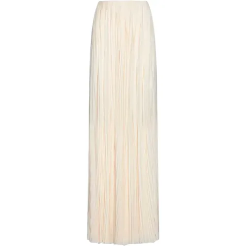 Cream Pleated Viscose Skirt , female, Sizes: S, M - Saint Laurent - Modalova