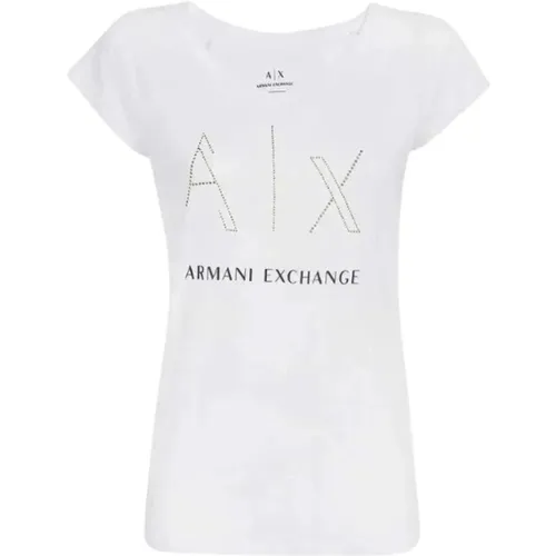 Basic T-Shirt , Damen, Größe: M - Armani Exchange - Modalova