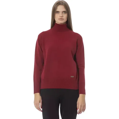 Trendiger Roter Wollrollkragenpullover , Damen, Größe: XL - Baldinini - Modalova