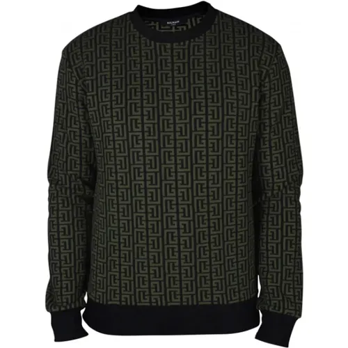 Grüner Monogramm Sweatshirt - Balmain - Modalova