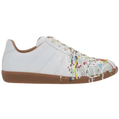 Low-Top Sneakers with Multicolored Paint Drops , male, Sizes: 6 1/2 UK - Maison Margiela - Modalova