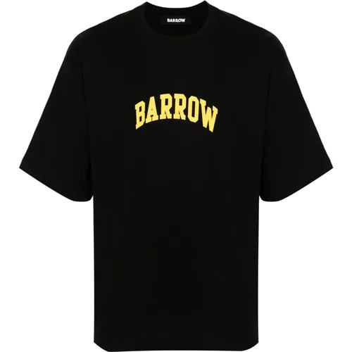 Schwarzes Crew Neck T-Shirt Print - BARROW - Modalova