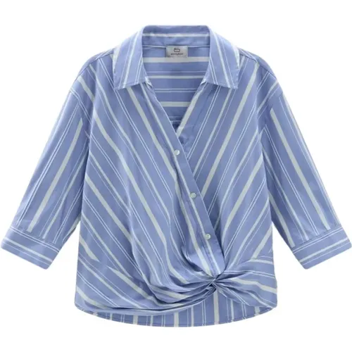 Striped Cotton Shirt for Women , female, Sizes: L - Woolrich - Modalova