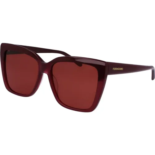 Rote Linse Bordeaux Sonnenbrille Sf1102S , unisex, Größe: 58 MM - Salvatore Ferragamo - Modalova